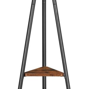 VASAGLE Coat Rack Freestanding, Coat Hanger Stand, Hall Tree with 2 Shelves, for Clothes, Hat, Bag, Industrial Style, Rustic Brown and Black URCR16BX