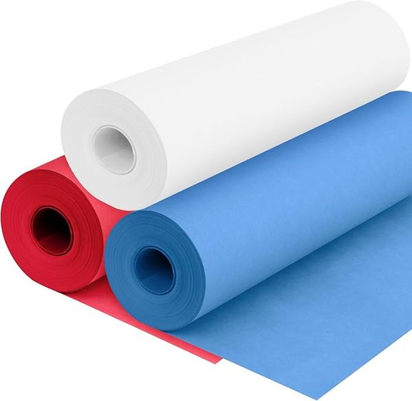 Kraft Paper Set 12" x 1200" (100 ft) Red, White, and Blue Patriotic Kraft Paper Rolls for Independence Day, Memorial Day, Crafts, and DIY Projects - American Style Gift Wrapping Paper
