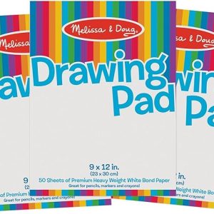 Melissa & Doug Drawing Paper Pad (9 x 12 inches) - 50 Sheets, 3-Pack - FSC Certified