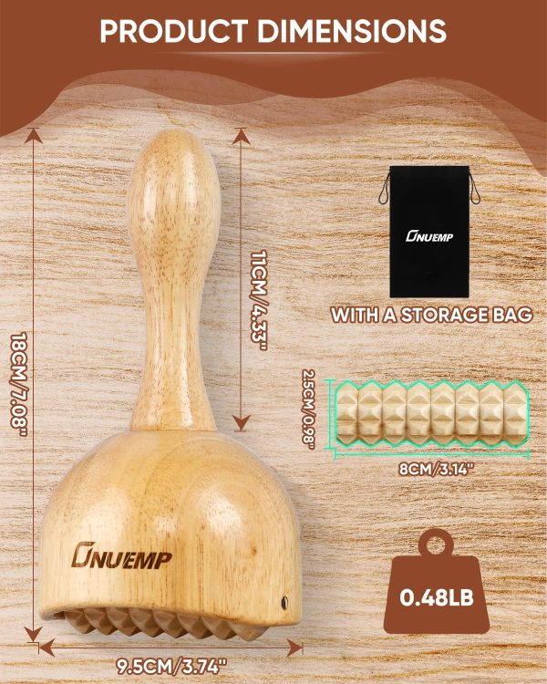 ONUEMP Wooden Therapy Cup with Roller, Wood Therapy Massage Tools, Maderoterapia Kit Colombiana, Fascia Roller for Body Shaping, Lymphatic Drainage, Cellulite Remover, Muscle Relief - Image 4