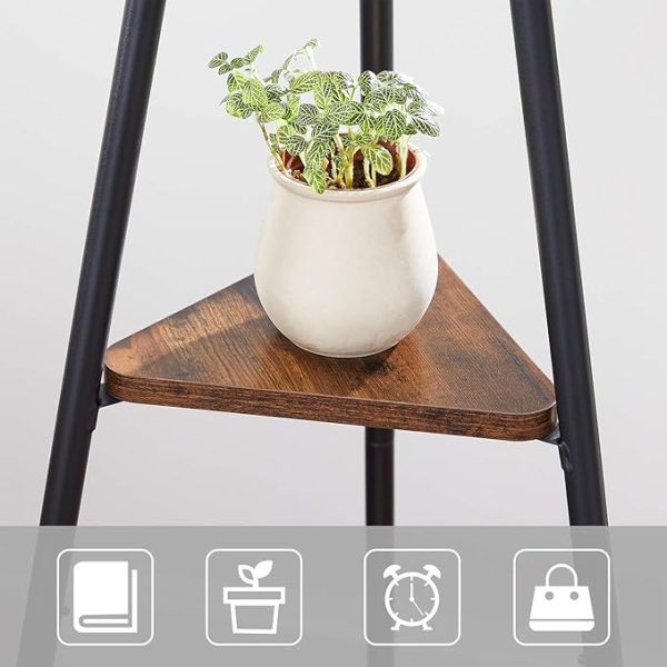 VASAGLE Coat Rack Freestanding, Coat Hanger Stand, Hall Tree with 2 Shelves, for Clothes, Hat, Bag, Industrial Style, Rustic Brown and Black URCR16BX - Image 4