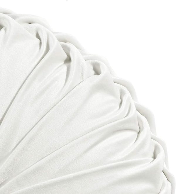 Lush Decor Round Pleated Soft Velvet Decorative Throw Pillow, 1 Count, 15" Diameter, White - Plush Round Pillow, Seat Cushion, Decorative Pillows For Bed, Couch, Or Chair - Image 4