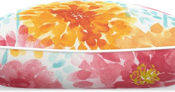 Pillow Perfect Bright Floral Throw Pillow, Lumbar - 11.5" x 18.5", Pink Gardenia Bloom 2 Count - Image 2
