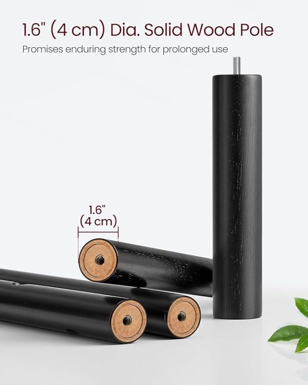 VASAGLE Coat Rack, Solid Wood Coat Stand, Freestanding Hall Tree, 8 Hooks, Ink Black URCR010B01 - Image 4