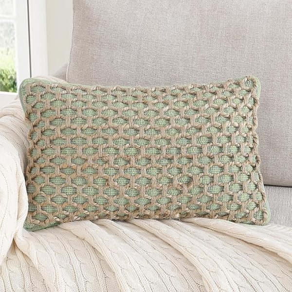 Boho Living Jada Decorative Throw, Includes Accent, Premium Woven Design, Living Room Décor, (1) 12" x 20" Pillow Cover with Insert, Sage Green - Image 2