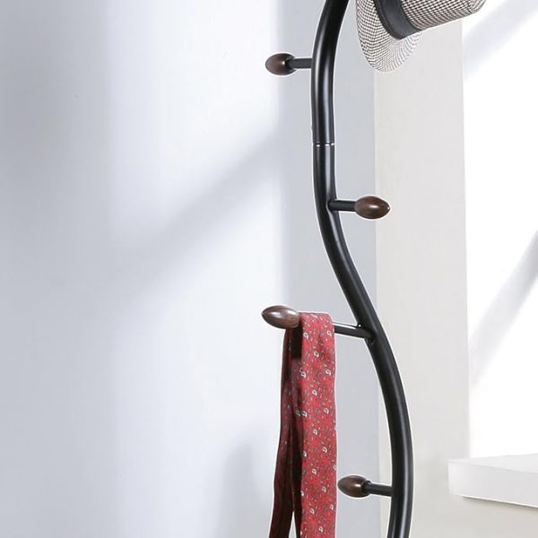 Roundhill Furniture Arles Metal Black and Walnut Standing Coat Rack - Image 2
