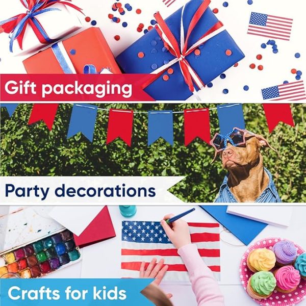 Kraft Paper Set 12" x 1200" (100 ft) Red, White, and Blue Patriotic Kraft Paper Rolls for Independence Day, Memorial Day, Crafts, and DIY Projects - American Style Gift Wrapping Paper - Image 3