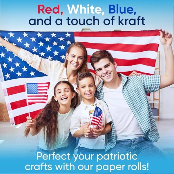 Kraft Paper Set 12" x 1200" (100 ft) Red, White, and Blue Patriotic Kraft Paper Rolls for Independence Day, Memorial Day, Crafts, and DIY Projects - American Style Gift Wrapping Paper - Image 4