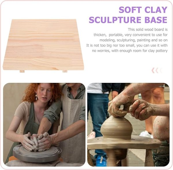 ARTIBETTER Clay Board Wooden Mat Mud Board Clay Sculpture Ceramic Pottery Craft Tool for Shaping Sculpting Modelling 24X24cm - Image 2