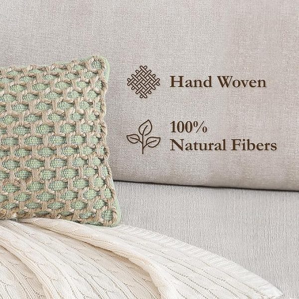 Boho Living Jada Decorative Throw, Includes Accent, Premium Woven Design, Living Room Décor, (1) 12" x 20" Pillow Cover with Insert, Sage Green - Image 4