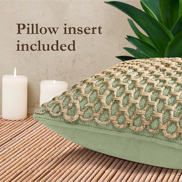 Boho Living Jada Decorative Throw, Includes Accent, Premium Woven Design, Living Room Décor, (1) 12" x 20" Pillow Cover with Insert, Sage Green - Image 5